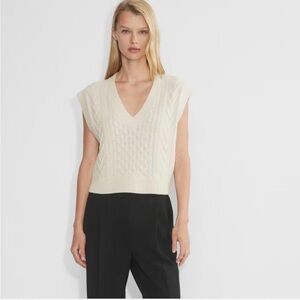 Aritzia Cream V-Neck Sweater